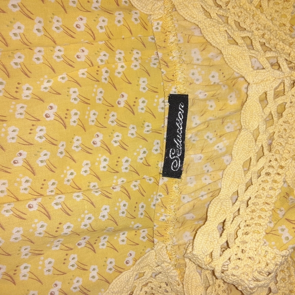 Seduction yellow printed Dress Size M - Picture 3 of 3